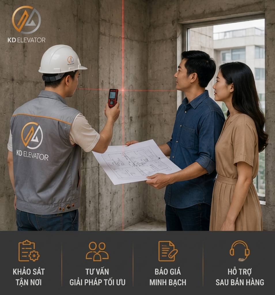 Khảo sát lắp đặt thang máy gia đình KD Elevator